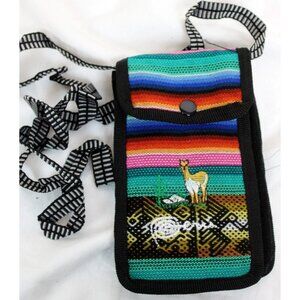 Peruvian Passport Pouch Wallet Phone Padded Native Textile Lanyard Llama Woman